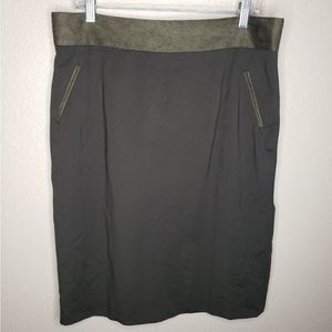 Antonio Melani Pencil Skirt Olive green with faux suede waistband and go…